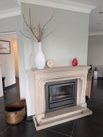 Houtkachel inbouw met marmeren schouw, Huis en Inrichting, Haarden, Ophalen, Zo goed als nieuw, Inbouwhaard, Houthaard