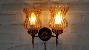 Vintage retro wandlamp glas metaal Design izgst jaren 60.