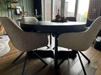Eikenhouten ronde/ovale eettafel zwart, Huis en Inrichting, Ophalen, Zo goed als nieuw, Vijf personen of meer, 100 tot 150 cm