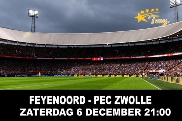 FEYENOORD - PEC Zwolle tickets | Vak Z2 aan het veld, Tickets en Kaartjes, Sport | Voetbal, Drie personen of meer, December, Seizoenskaart