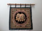 Oud borduurwerk. Olifant. Birma/Myanmar.Wanddecoratie, Ophalen of Verzenden, Zo goed als nieuw