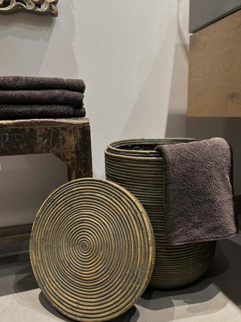 Rotan wasmand speelgoedmand groenig deksel mand, Huis en Inrichting, Woonaccessoires | Schalen en Manden, Rond, Riet, Ophalen