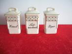 3 Antiek Voorraadpotten ERNA2 - Kaneel Peper Nootmuska pstuk, Antiek en Kunst, Ophalen of Verzenden