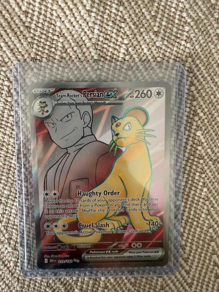 Team Rocket’s Persian EX 219 Pokemon kaart, Hobby en Vrije tijd, Verzamelkaartspellen | Pokémon, Zo goed als nieuw, Ophalen of Verzenden