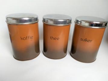 Vintage Voorraadbussen Thee, suiker, koffie Brabantia beschikbaar voor biedingen