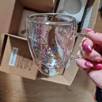 Dubbelwandige glitterglazen  9 stuks – Nieuw! beschikbaar voor biedingen