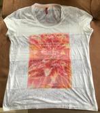 Manguun t-shirt maat L dun wit met voorkant bloemen, Wit, Maat 42/44 (L), Ophalen of Verzenden, Zo goed als nieuw
