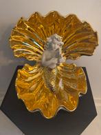 Capodimonte Schelp met Zeemeermin gemaakt van bladgoud, Ophalen of Verzenden
