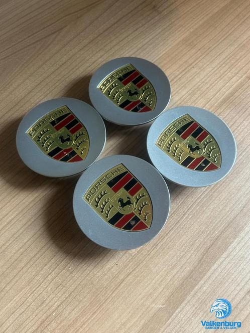ORIGINELE Porsche Silver naafkap naafdop set in kleur, Auto diversen, Wieldoppen, Gebruikt, Verzenden