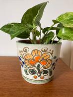 Vintage bloempot meerkleurig bloem design, Gebruikt, Rond, Binnen, Ophalen of Verzenden