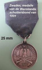 mooie zilveren Zweedse schietsport medaille, Ophalen of Verzenden, Zilver, Buitenland