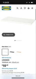 2 IKEA LINNMON Tafelblad Wit 100x45cm, Huis en Inrichting, Tafelonderdelen, 100 tot 150 cm, Nieuw, Ophalen of Verzenden, Tafelblad