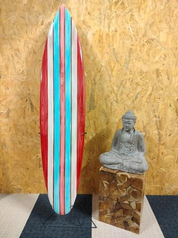 red & blue 150 cm - houten decoratie - wandbord - surfboard beschikbaar voor biedingen