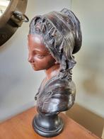 Bronzen Buste van Meisje, Ophalen of Verzenden, Brons