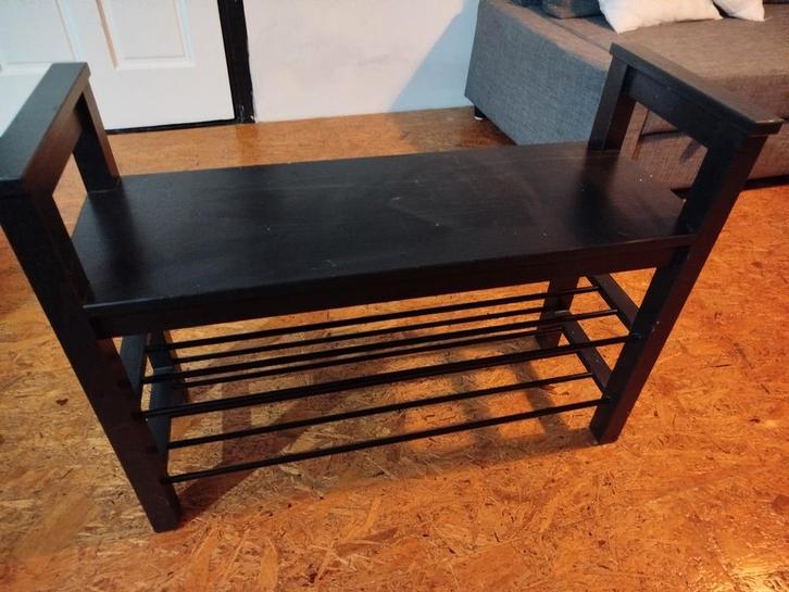 Hemnes Zwart Bankje met Schoenenrek, Huis en Inrichting, Kasten | Schoenenkasten, Gebruikt, Ophalen