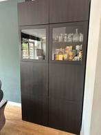 Ikea Besta kast Zwartbruin - Extra Hoog, Huis en Inrichting, Kasten | Vitrinekasten, Gebruikt, 200 cm of meer, 150 tot 200 cm