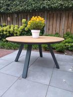Teakhouten Eettafel Rond - 140cm, Ophalen, Rond, Zo goed als nieuw, Metaal
