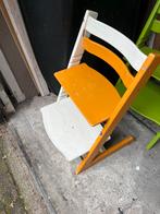 Stokke tripp trapp stoel geel met wit. Opknapper, Ophalen, Gebruikt, Meegroeistoel