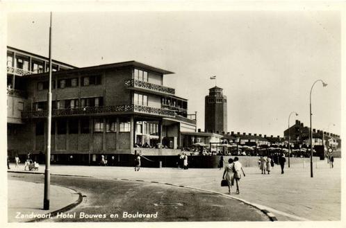 Zandvoort, Hotel Bouwes en Boulevard - 1955 gelopen, Verzamelen, Ansichtkaarten | Nederland, Gelopen, Utrecht, 1940 tot 1960, Ophalen of Verzenden