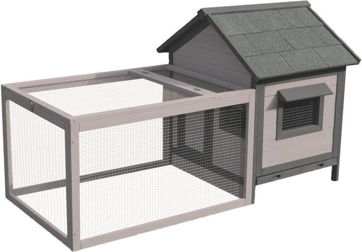 Konijnenhok Grace Cottage Grijs, Dieren en Toebehoren, Vogels | Hokken en Kooien, Nieuw, Overige typen, Hout, Ophalen of Verzenden