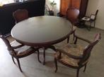 Mooie luxe houten ronde eettafel + 4 Stoelen, Ophalen, Gebruikt, Klassiek, Rond