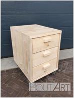 Rolkastje / ladekast met 3 lades steigerhout!, Overige materialen, Industrieel landelijk, Info@hout-art.nl, Nieuw