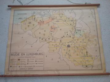 School wandkaart België & Luxemburg ca.1960 beschikbaar voor biedingen