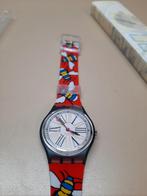 swatch nieuw in verpakking horloge met bijtjes rood blauw, Kunststof, Polshorloge, Swatch, Nieuw