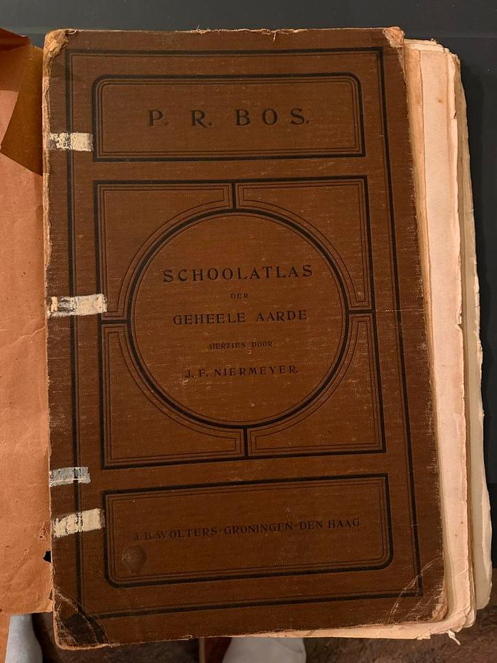 Antieke Schoolatlas 1916 - J.F. Niermeyer, Boeken, Atlassen en Landkaarten, Gelezen, Overige atlassen, Wereld, 1800 tot 2000, Ophalen