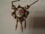 porseleine hanger met cloisonne aan ketting, Sieraden, Tassen en Uiterlijk, Antieke sieraden, Ophalen of Verzenden, Overige materialen