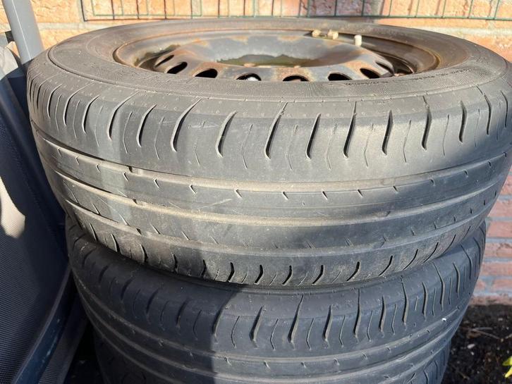 Skoda Citigo stalen velgen met zomerbanden 4x100, Auto-onderdelen, Banden en Velgen, Banden en Velgen, Zomerbanden, 13 inch, 165 mm