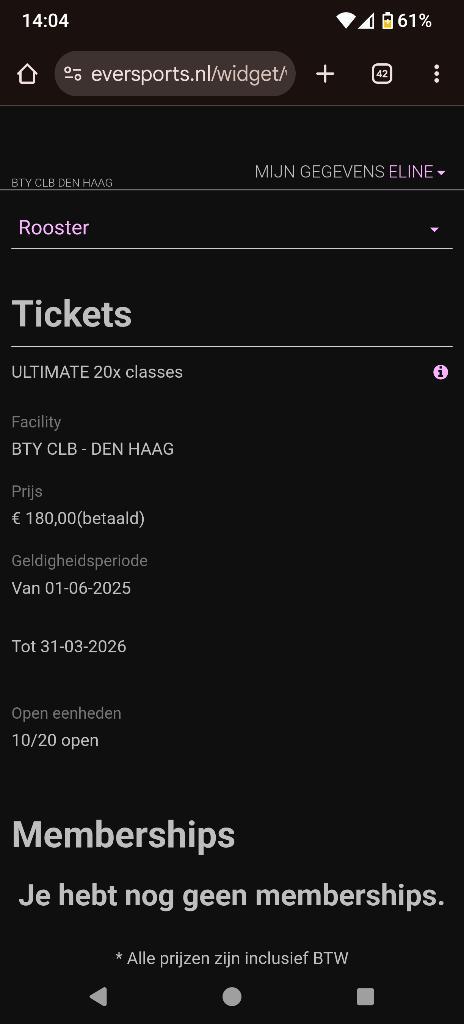 BTY CLB strippenkaart, Sport en Fitness, Overige Sport en Fitness, Nieuw, Ophalen of Verzenden