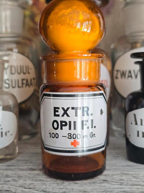 Zeer zeldzame antieke Apothekersfles EXTR. OPII F.I. 100-300, Antiek en Kunst, Antiek | Glas en Kristal, Ophalen of Verzenden