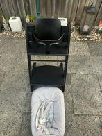 Stokke tripp trapp nieuw model zwart met babyset en newborn, Ophalen, Zo goed als nieuw, Meegroeistoel