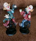 Set van 2 clowns op een eenwieler, H 18 cm. Puntgaaf!, Ophalen of Verzenden, Zo goed als nieuw, Fantasy