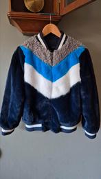 Pepe jeans zgan jas teddy en nep bont mt L blauw wit grijs, Overige kleuren, Maat 42/44 (L), Ophalen of Verzenden, Zo goed als nieuw