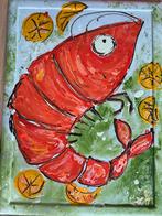 Kleurrijk schilderij van een kreeft, Ophalen of Verzenden