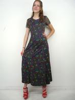 *Abfab Vintage Donkerblauwe Jurk met Bloemetjes 36*, Blauw, Ophalen of Verzenden, Zo goed als nieuw, Maat 36 (S)