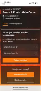 Concert Suzan & Freek zitplaats goud 2x - zaterdag 16 mei, Twee personen