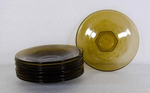 Art Deco glazen gebakbordjes set, Antiek en Kunst, Antiek | Glas en Kristal, Ophalen of Verzenden