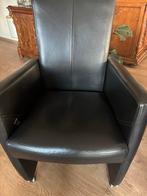 4 Zwarte lederen verstelbare eetkamerstoelen, Huis en Inrichting, Fauteuils, Ophalen, Minder dan 50 cm, Gebruikt, Minder dan 75 cm