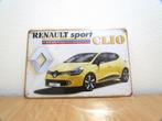 Renault Sport Clio Geel - Metalen Borden - Retro Vintage Bor, Nieuw, Ophalen of Verzenden