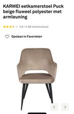 4 eetkamerstoelen beige fluweel, Ophalen of Verzenden, Zo goed als nieuw, Overige kleuren, Vijf, Zes of meer stoelen