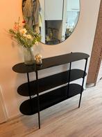 Zwarte glazen dressoir/sidetable, Ophalen, Zo goed als nieuw, 25 tot 50 cm, Rechthoekig