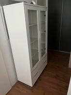 Mooie witte kast met glazen deuren, Huis en Inrichting, Ophalen, Gebruikt, 50 tot 100 cm, Glas