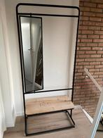 kapstok met spiegel garderobe halmeubel industrieel, Zo goed als nieuw, Minder dan 100 cm, Hout, Ophalen