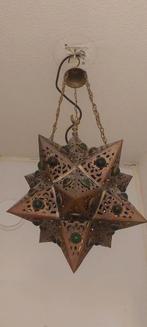 Egyptische koperen ster plafondlamp, Huis en Inrichting, Lampen | Hanglampen, Ophalen, Gebruikt, Glas, Egyptisch