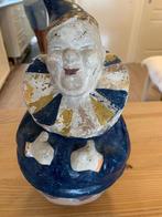 Antieken beeldje clown, van papier mache, Ophalen, Gebruikt, Mens