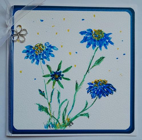 Bloemen geachilderd met aquarel verf, Hobby en Vrije tijd, Kaarten | Zelfgemaakt, Zo goed als nieuw, Ophalen of Verzenden