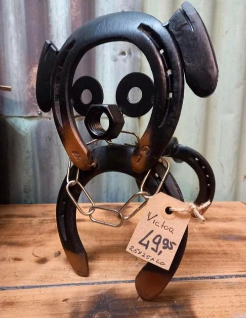 Metalen hond - rottweiler -hoefijzer - metal art, Huis en Inrichting, Woonaccessoires | Overige, Zo goed als nieuw, Ophalen of Verzenden